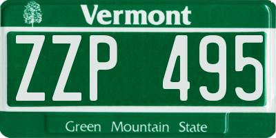 VT license plate ZZP495