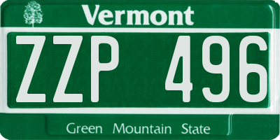 VT license plate ZZP496