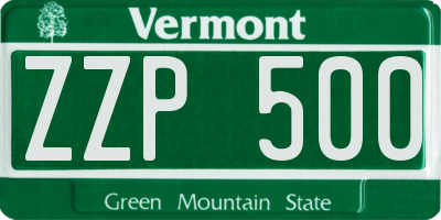 VT license plate ZZP500