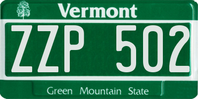 VT license plate ZZP502