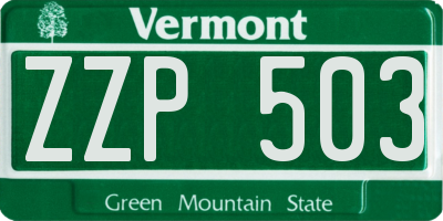 VT license plate ZZP503