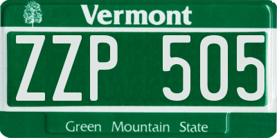VT license plate ZZP505