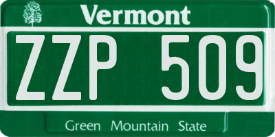 VT license plate ZZP509
