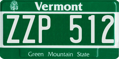 VT license plate ZZP512