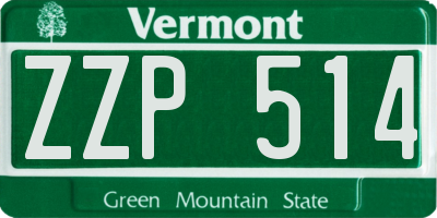 VT license plate ZZP514