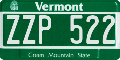 VT license plate ZZP522