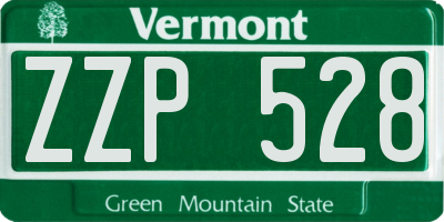 VT license plate ZZP528