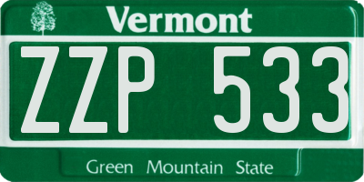 VT license plate ZZP533
