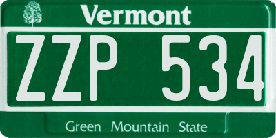 VT license plate ZZP534