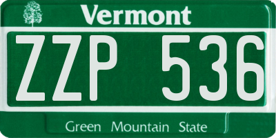 VT license plate ZZP536