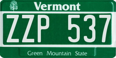 VT license plate ZZP537