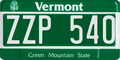 VT license plate ZZP540
