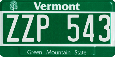 VT license plate ZZP543