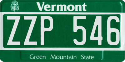 VT license plate ZZP546