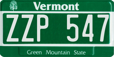 VT license plate ZZP547