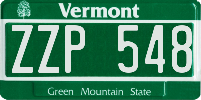 VT license plate ZZP548