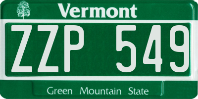 VT license plate ZZP549