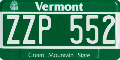 VT license plate ZZP552