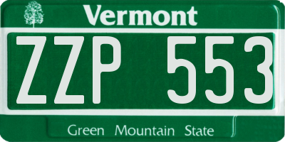 VT license plate ZZP553
