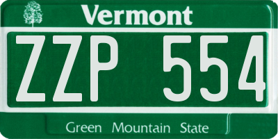 VT license plate ZZP554