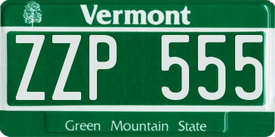 VT license plate ZZP555