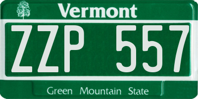 VT license plate ZZP557