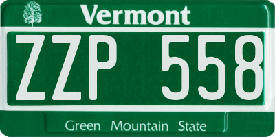 VT license plate ZZP558