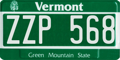 VT license plate ZZP568