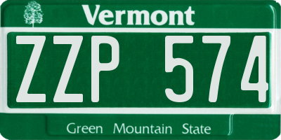 VT license plate ZZP574