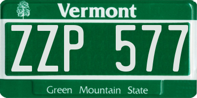 VT license plate ZZP577