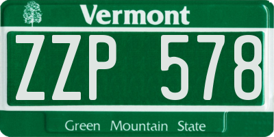 VT license plate ZZP578
