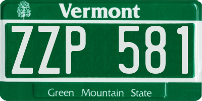 VT license plate ZZP581