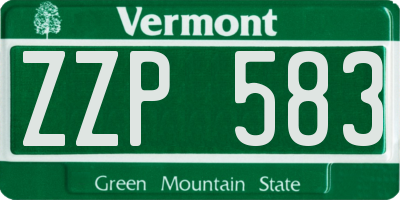 VT license plate ZZP583