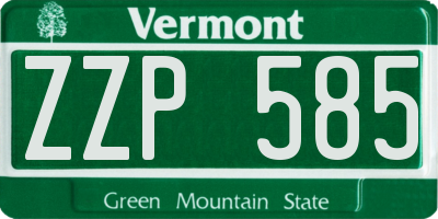 VT license plate ZZP585