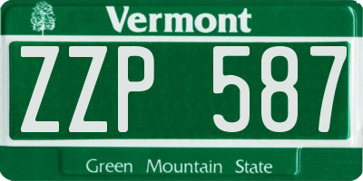 VT license plate ZZP587