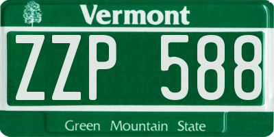 VT license plate ZZP588