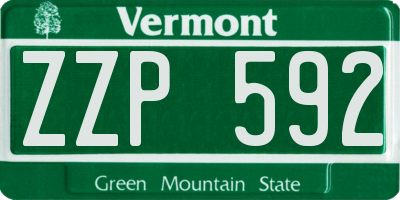 VT license plate ZZP592