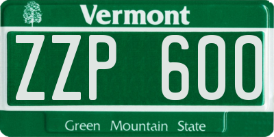 VT license plate ZZP600