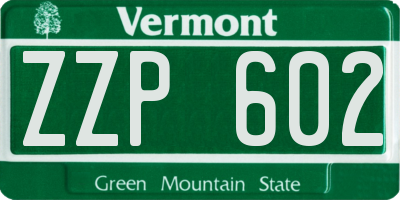 VT license plate ZZP602