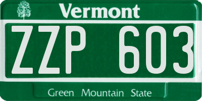 VT license plate ZZP603