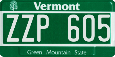VT license plate ZZP605