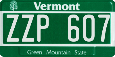 VT license plate ZZP607
