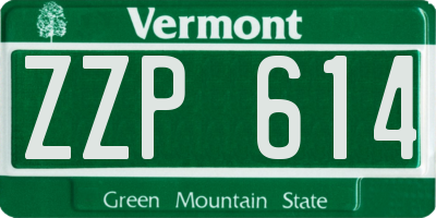 VT license plate ZZP614