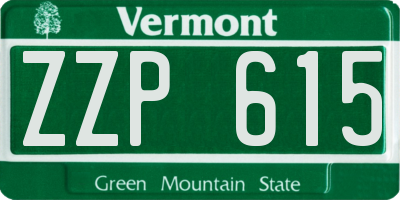 VT license plate ZZP615