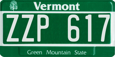 VT license plate ZZP617