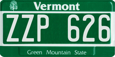 VT license plate ZZP626