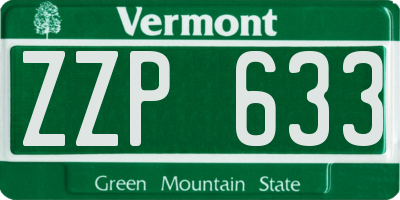 VT license plate ZZP633