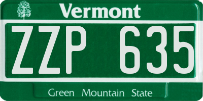 VT license plate ZZP635