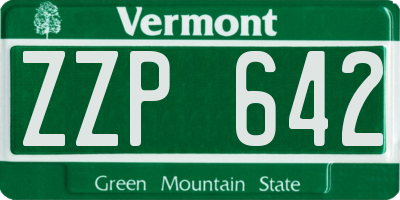 VT license plate ZZP642