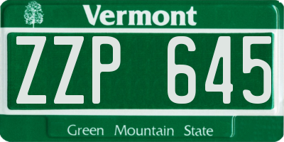 VT license plate ZZP645